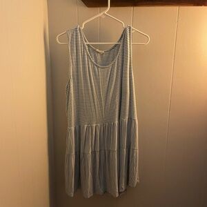 Elegant Blue Striped Midi Dress